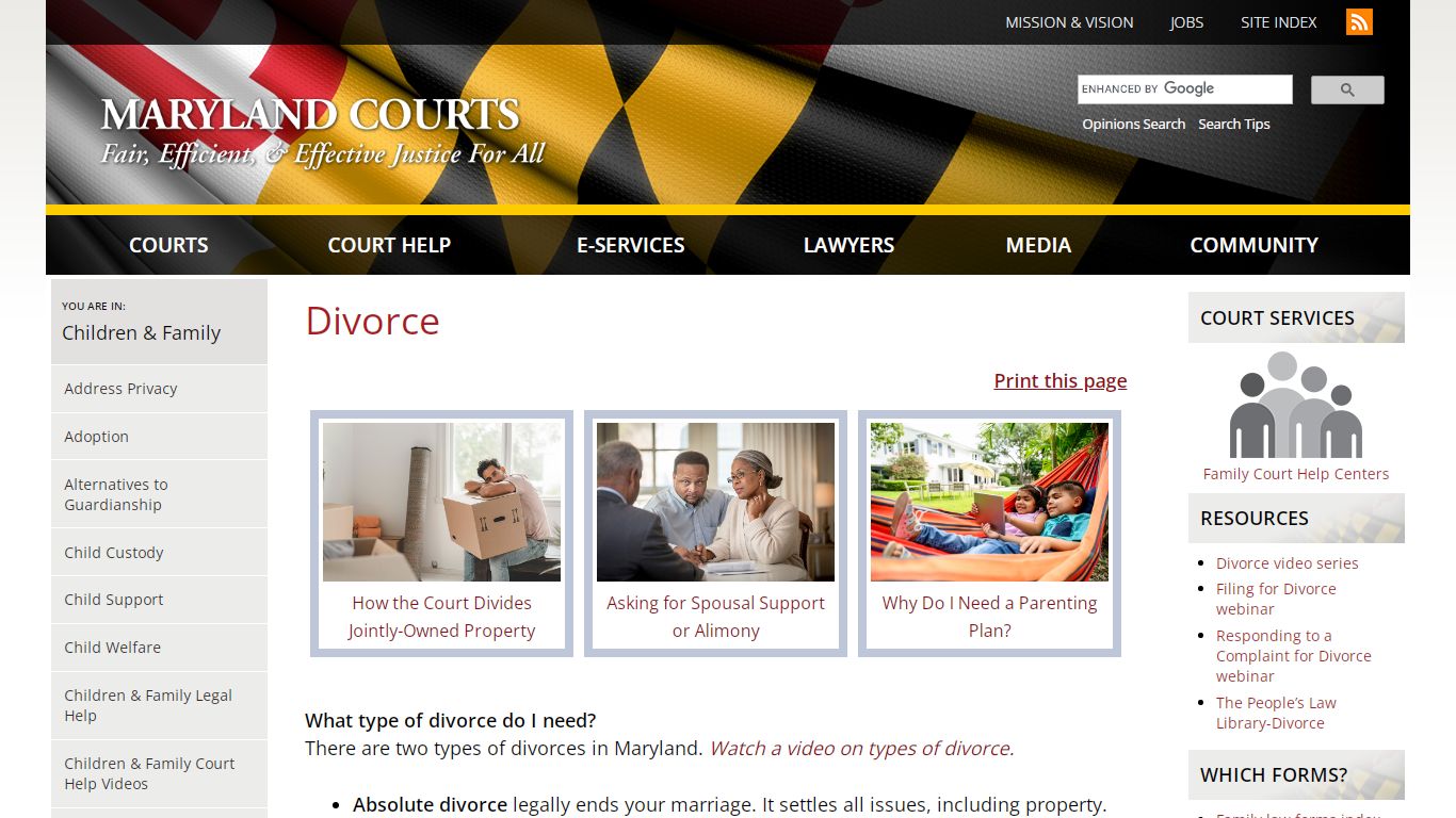 Divorce | Maryland Courts