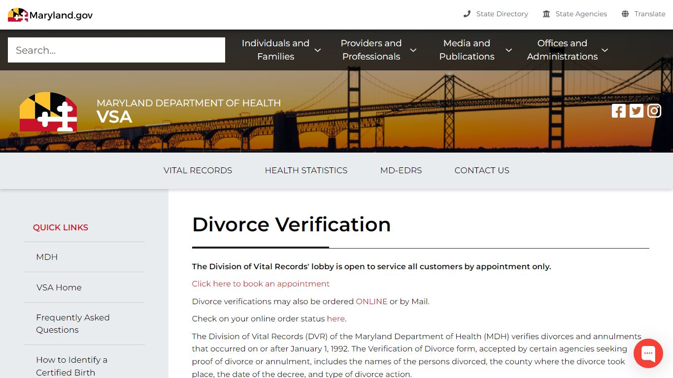 Maryland Department of Health divorce