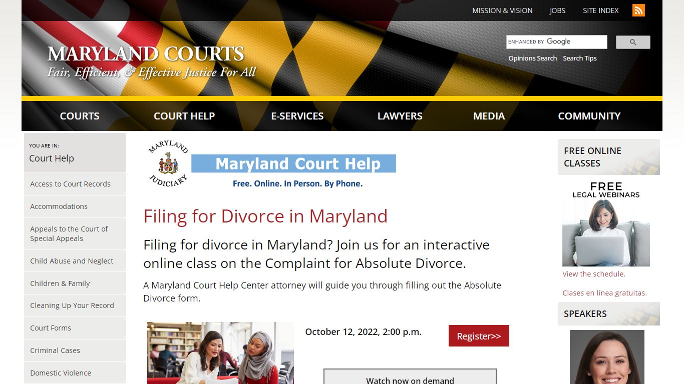 Filing for Divorce in Maryland | Maryland Courts